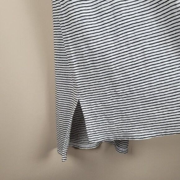 Eileen Fisher Sleeveless Linen Tank Dress Knee Lenght Striped White Black Size L - Picture 8 of 13